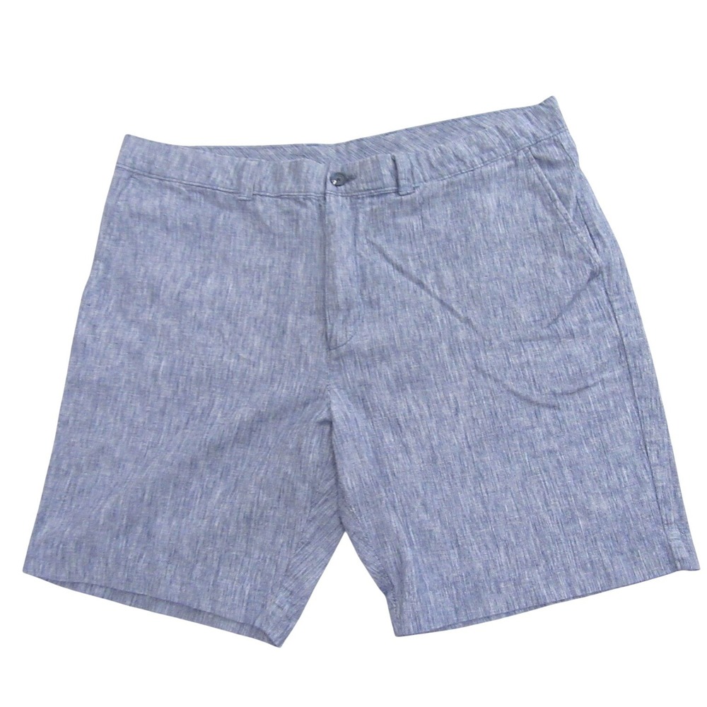 Roundtree & Yorke Mens Chino Shorts 40 x 9 Blue Linen Cotton‎ Casual Flat